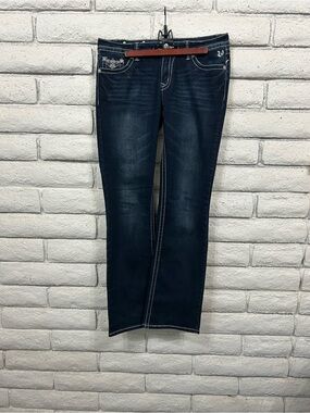Vi Vi Diva Embellished Pocket Jeans Size 12 Dark Wash Straight Leg‎